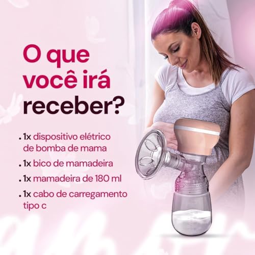 Bomba de Tirar Leite Materno Elétrica Mãos Livres Ultra Silenciosa Tela LED Portátil Protetor de Mama de Silicone 22mm 2 Modos, 9 Níveis De Sucção Livre de BPA Bombinha de Leite Mamadeira Amamentação Extratora de Leite Portátil