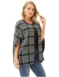 GRACE KARIN Women's Vintage Plaid Pashmina Wrap Shawl Poncho Cape Cardigan