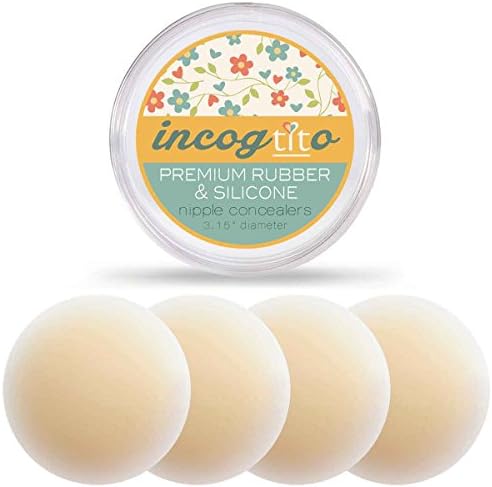 Incogtito Pasties for Women | Reusable Adhesive Nipple Covers | Womens Nippleless Rubber &amp; Silicone Pasties Set | Great for Unpadded Bra or Shirt (2 Pair of Pasties + Flash Tape + Petal Stickers)