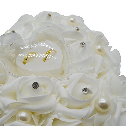 MAYMII Wedding Ring Pillow Heart Box With Pearl Ribbon Wedding Ceremony For Wedding Supplies Gift - Thumbnail 3