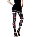 Ensasa Womens Autumn Winter Snowflake Graphic Printed Stretchy Leggings Pants, Black Red Reindeer Small