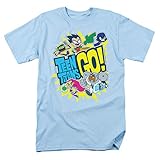 Teen Titans Go! Squad Adult T Shirt & Exclusive Stickers (X-Large) Light Blue