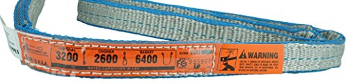 DD Sling (USA Made). 1" x 6', Flo Guard 2 Ply, Polyester Lifting Slings, Eye & Eye, Heavy Duty, 3,200 lbs Vertical, 2,600 Choker, 6,400 Basket Load Capacity (1" x 6')