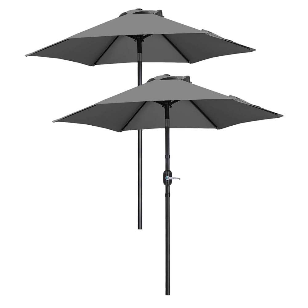 Photo 1 of Yaheetech 2PCS Patio Umbrella, 9FT Outdoor Market Table Umbrella with Push Button Tilt and Crank, Yard Sun Shade with Sturdy Ribs for Garden, Deck, Backyard, Pool, Gray