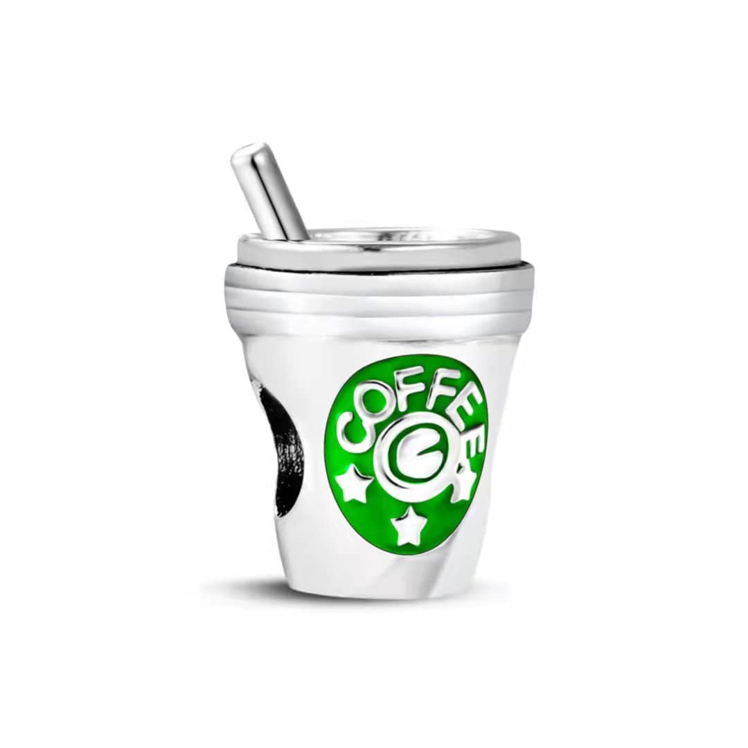 SBI Jewelry I Love Coffee Charm for Pandora Bracelets and Necklace Pendant Coffee Cup Bead Charms Gift for Women Birthday Jewellery