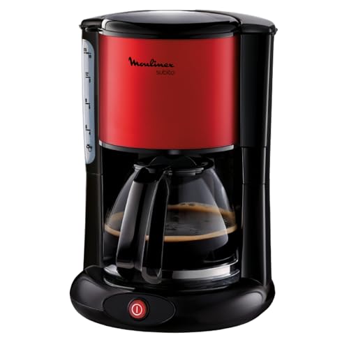 Moulinex Cafetières Filtre Subito Rouge 10/15 Tasses Machine À Café Cafetière Électrique Cafetière Capacité 1.25L Antigoutte Porte-Filtre Pivotant Auto Off 30 Minutes Fg360D11