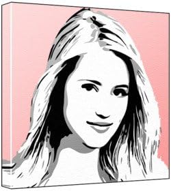 Dianna Agron Quinn Glee - Pop Art Print (3-Colour Black, Grey & White; Pink Background) 50 x 50 x 2 cm Large Square Deep Box Canvas