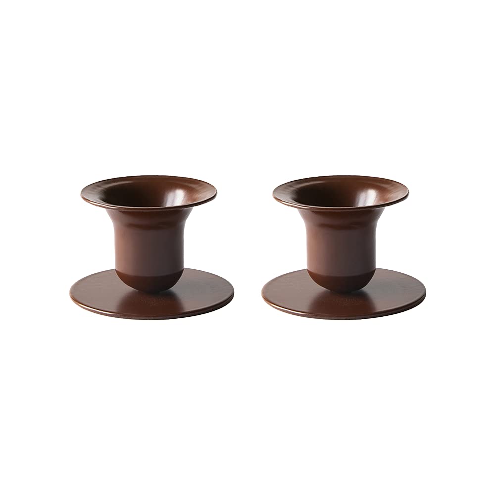 Kunstindustrien®, The Bell Candle Holders, 16 colours available, Minimalistic Candlestick Holders made from iron, Taper Candle Holder for Candles with diameter 21-23mm, 2 pack (Dark Brown)