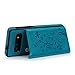 SUPWALL Compatible with Galaxy S10 Case Wallet, Case with Card Holder Embossed Butterfly Slim Folio Leather Cover Shockproof Kickstand with Credit Card Slot Protective Skin for Galaxy S10, Blue