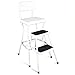 Cosco White Retro Counter Chair / Step Stool with Pull-out Steps, White