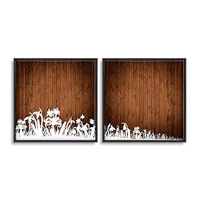 2 Piece Framed Canvas Wall Art for Living Room, Bedroom Wood Flower Theme Canvas Prints for Home Decoration Ready to Hang - 16"x16"x2 Panels