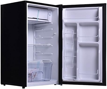 Black 3.2 Cubic Feet Compact Single Reversible Door Mini Refrigerator Cabinet With Internal Freezer Adjustable Temperature Easy To Care Ideal For Use In Dorm Office Or Your Mini Bar