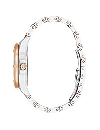 Bulova Reloj de Marine Star cerámica blanca rosa goldtone Acentos pulsera para mujer