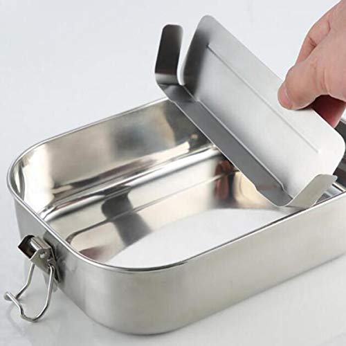 FOOLS ALIBAI Auslaufsichere Brotdose aus Edelstahl, Bento-Box, 800ml Steel Metal Lunch Box, Food Containers with Lock Clips & Removable Divider Lunchbox
