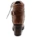 Ollio Women Shoe Lace Up Back Buckled Stacked Heel Ankle Boots