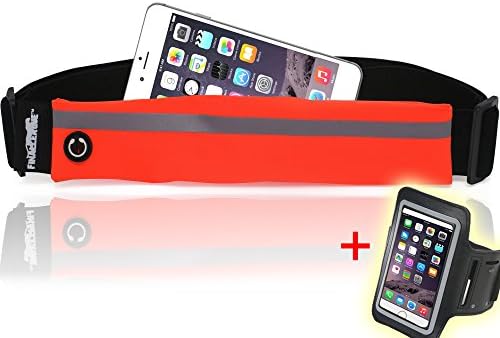 Final League Running Belt Waist Pack, Orange Pouch - Keys, iPhone 7, Phone Holder for Runners - Secure Waterproof Adjustable Reflective Running Waist Pouch Plus iPhone Armband