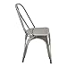 Adeco Metal Stackable Industrial Chic Dining Bistro Cafe Side Chairs (Set of 2), Silver Gun Metal