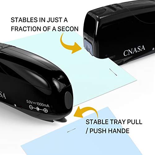 Battery Stapler Automatic, CNASA Electric Stapler Rechargeable Build-in Staple Remover for Office School Home (Black)