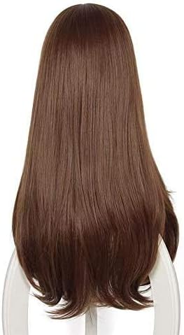 MUZI WIG Overwatch Cosplay Wig for Game D.VA Hana Song Cosplay Women Fashion Long Straight Hair Brown Halloween Costume Anime Wig with Free Wig Cap - Image 4