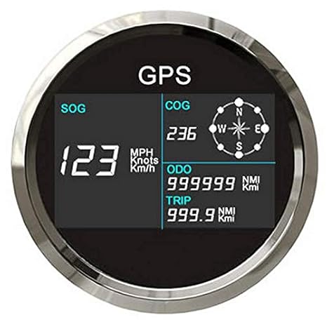 Tachometer, digital, LCD-Geschwindigkeitsmessgerät, mit GPS-Antenne, 7 Hintergrundbeleuchtungen, 85 mm