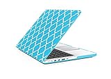 TopCase Quatrefoil / Moroccan Trellis Aqua Blue Ultra Slim Light Weight Rubberized Hard Case Cover for Macbook Pro 15