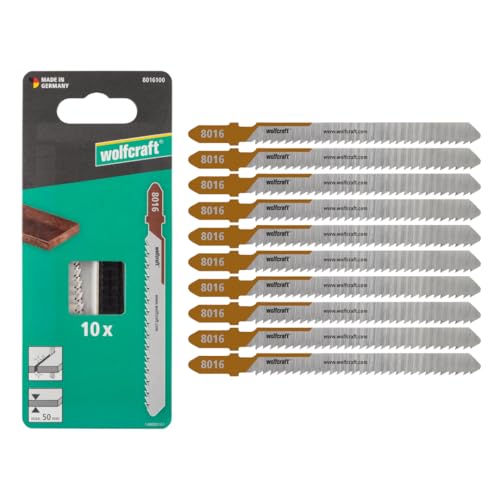 wolfcraft 10x Jigsaw Blade Set for Fine Cuts, Bi-Metal with T-Shank
