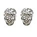 Shiny Silver Skeleton Skull Head Halloween Earring Post Studs with Crystal