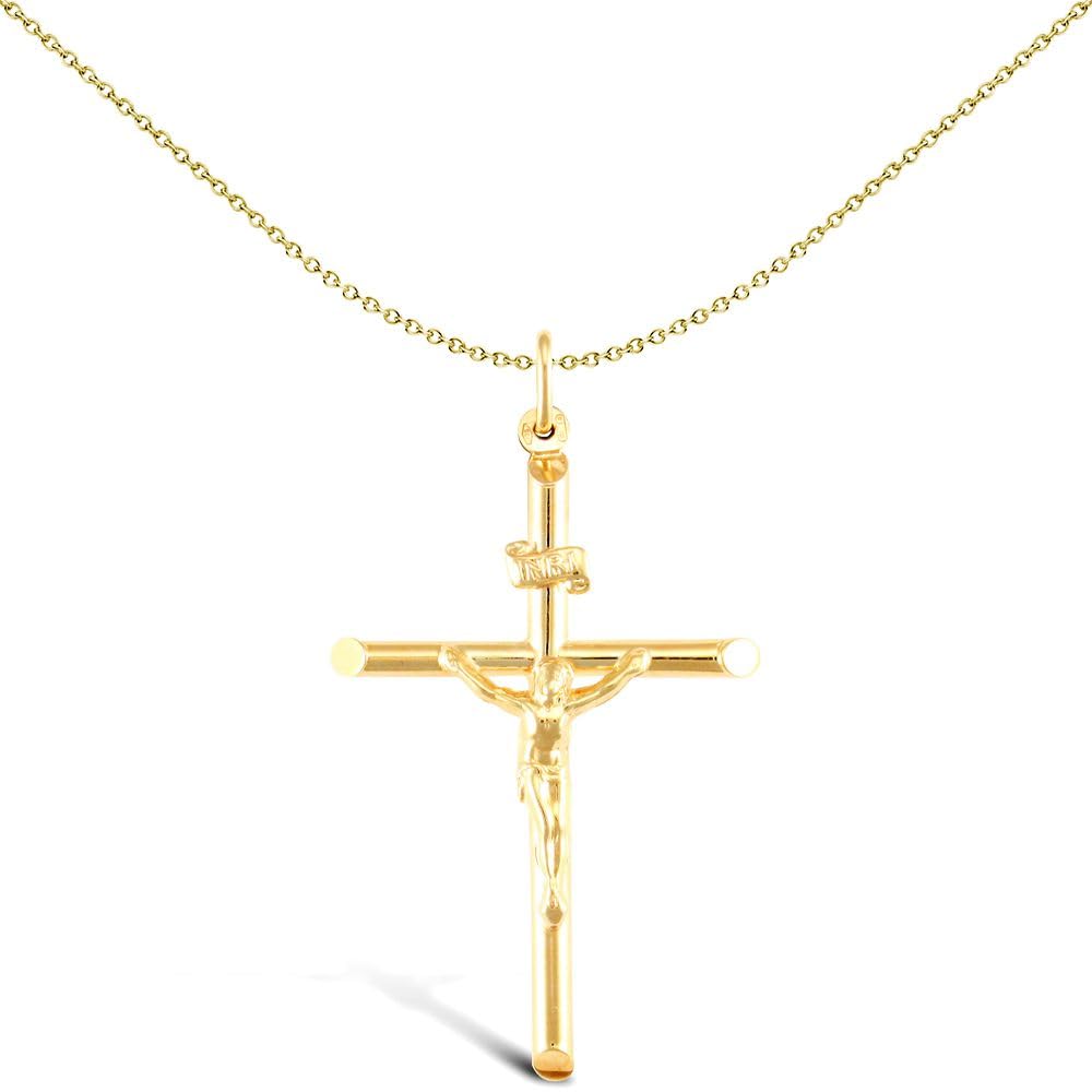 Jewelco London 9ct Yellow Gold INRI Crucifix Cross Pendant