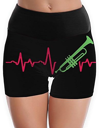 Heartbeat Trumpet Womens Yoga Shorts Workout Running Leggings Yoga Pants L