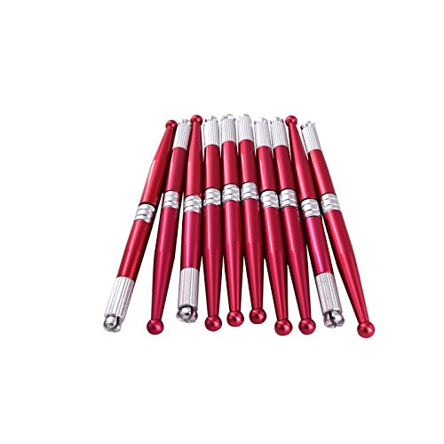 Tattoo Manual Pen Hand Tattoo Pen Professional Eyebrow Micro Needles Pen Handmade Tattoo Pen for Permanent Eyebrow Lip Color Red Professional Manual Eyebrow Tattoo Pen Blade