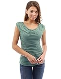 PattyBoutik Women's Cowl Neck Ruched Double Layer Top