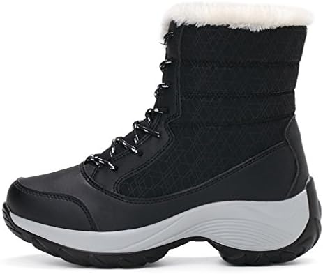 Slinny Women Ankle Boots Warm Fur Shoes Women Waterproof Snow Boots Round Toe Comfortable Rubber Soles Women Shoes Boots Black 7.5