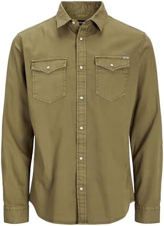 JJESHERIDAN SHIRT L/S NOOS, Camicia, Uomo, Verde (Forest Night), XXL
