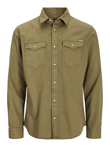 JJESHERIDAN SHIRT L/S NOOS, Camicia, Uomo, Verde (Forest Night), XXL
