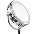 Rusee Double-Sided Lighted Makeup Mirror, Polished Chrome Finish 6-Inch Battery-Operated and 3X Magnifying Bathroom and Countertop Vanity Mirrors