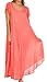 Sakkas 00931 Everyday Essentials Cap Sleeve Caftan Dress / Cover Up - Coral - One Size