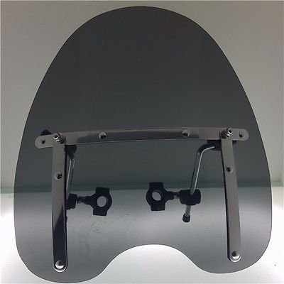 Large 19"x17" Windshield for Honda Kawasaki Harley Davidson Suzuki Yamaha (smoke)