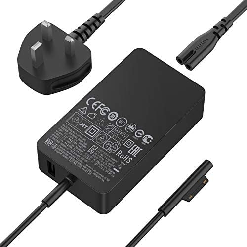 Ton Cafe 36W 12V 2.58A Replacement Charger with 5V USB Charging Port Compatible for Microsoft Surface Pro 3/4 i5 i7 Tablet,UK Plug