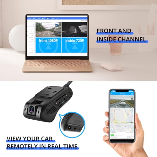 JC400P Dash Cam Live Video 4G, GPS Real Time Monitor 24H Remotely, Front and Inside Camera, Night Version- with SOS Alert, Fence Alert, 180-Day Playback