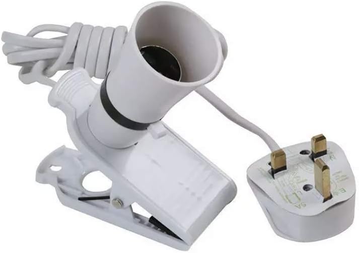 PRO ELEC PEL00523 Clip-On BC Lamp Holder with 2m Mains Lead White