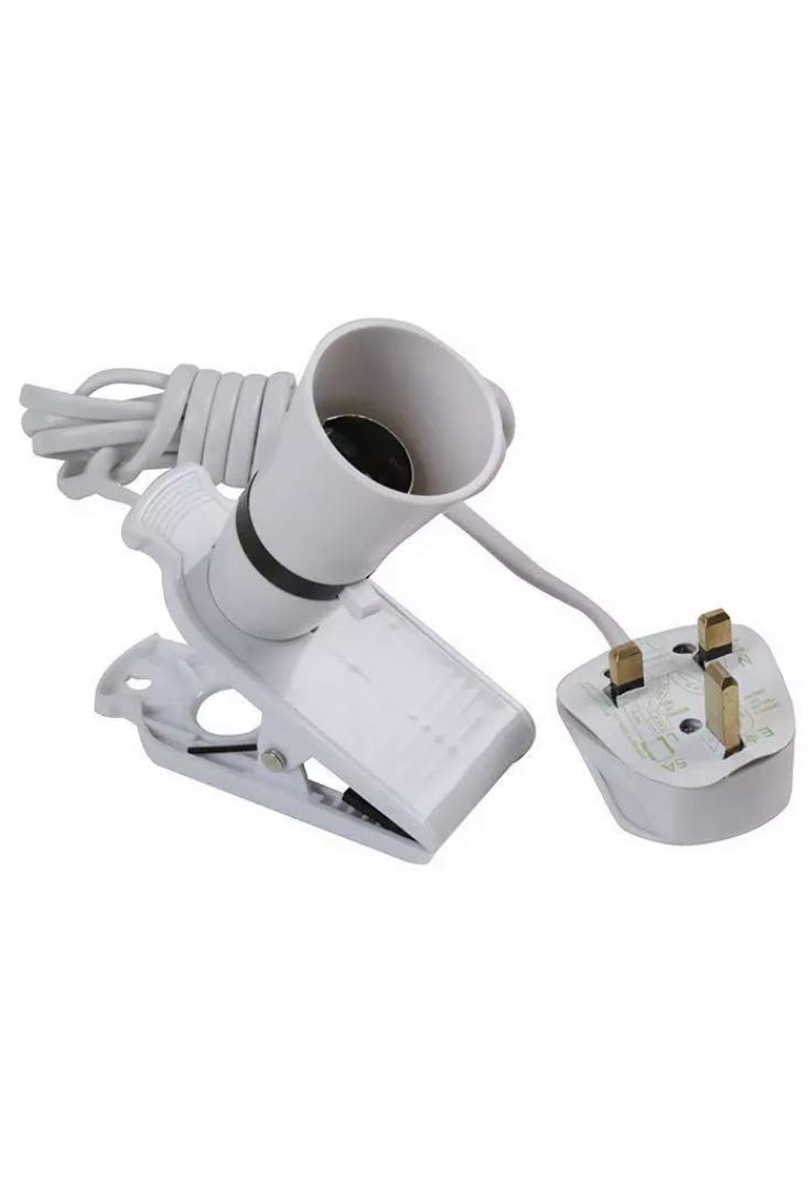 PRO ELEC PEL00523 Clip-On BC Lamp Holder with 2m Mains Lead White