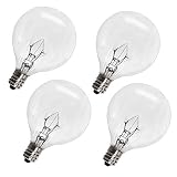 Wax Warmer Bulbs,25 Watt G50 Bulbs for Full Size Scentsy Warmers,G16.5 Globe E12 Incandescent Candelabra Base Clear Light Bulbs for Candle Wax Warmer,1.97 Inches,Long Last Lifespan 4 Pack