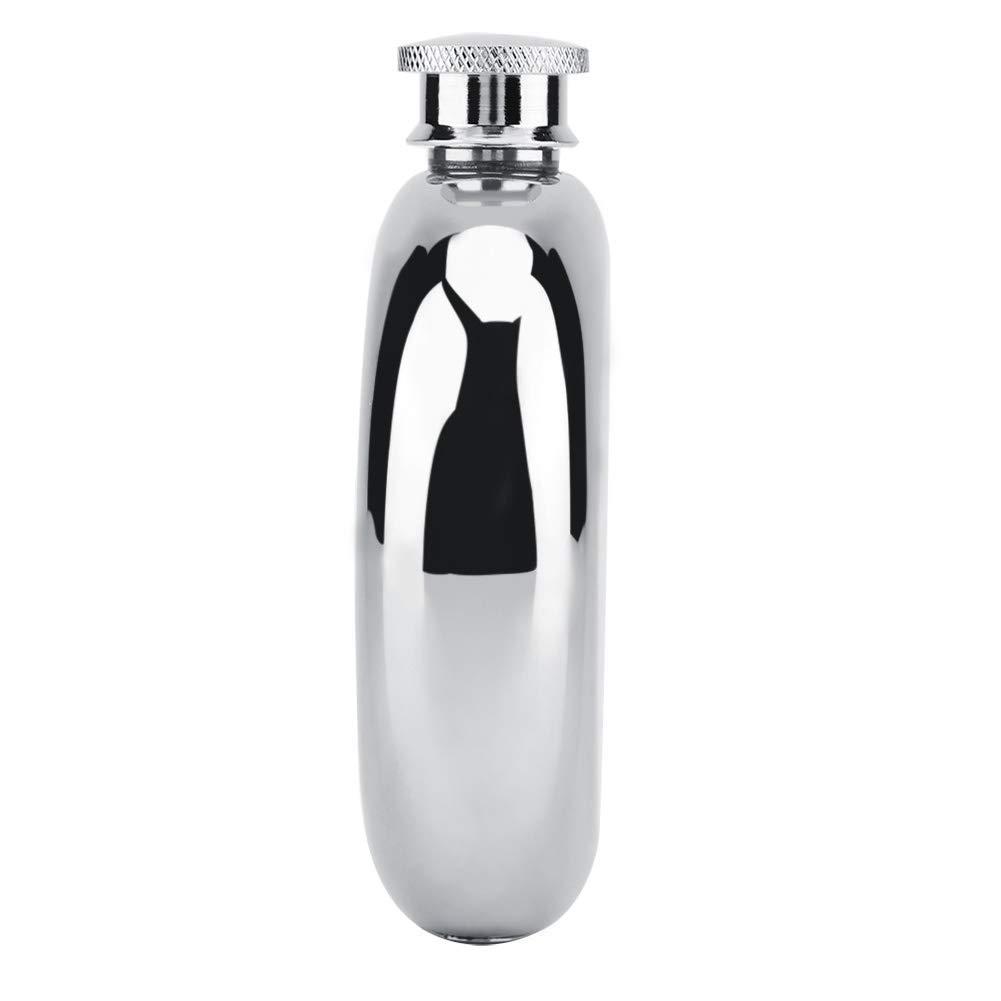 Fdit 5oz Stainless Steel Alcohol Flask, 150mL Portable Wine Whiskey Bottle with Secure Seal Round Metal Flask for Camping Travel Male Gifts