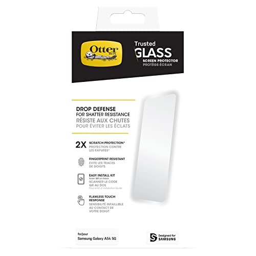 Otterbox Protecteur d'écran Trusted Glass pour Samsung Galaxy A54 5G, Verre trempé, Protection Contre Les Chutes pour Une Protection Contre Les éclats, Livré sans Emballage