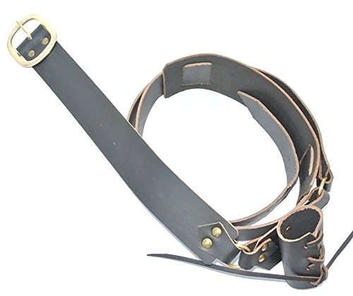 Leather Baldric with Laced Frog - Black