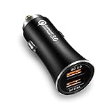 YI Car Charger, Dual-Port USB Qualcomm Quick Charge 3.0 iPhone Xs/Max/XR/X/8, iPad Pro/Air 2/Mini, Galaxy Note9/Note8/S8/S9 More, Black