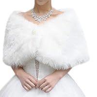 rowna Wedding Shawl, Large Soft Silky Winter Faux Plush Pearl Buckle, for Most Beautiful Wedding