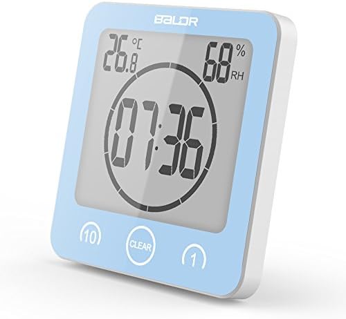 MONHE LED Shower Wall Clocks With Suction Cup, Thermometer, Hygrometer , Timing, 4.5x2x4.5 Inch (without Battery 2xAAA) ( Color : Blue )