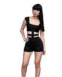 iecool Sexy Low Cut Bandage Jumpsuits Rompers Night Club Short Pants Small