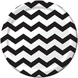 Black Velvet Chevron Stripe 9 inch Lunch/Dinner Plates (8 ct)